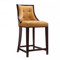 Manhattan Comfort CS012-CL Fifth Ave 39.5 in. Camel and Dark Walnut Beech Wood Counter Height Bar Stool